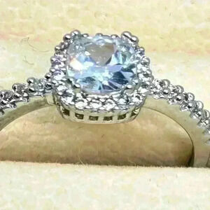 LAB CREATED 1.19 Cts WHITE SAPPHIRES RING .925 Silver - New with tag